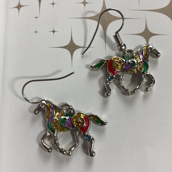 Equestrian Horse Enameled Earrings - Picture 6 of 12